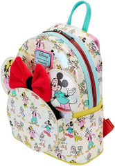 LOUNGEFLY Disney100 Mickey and Friends All Over Print Iridescent With Ear Headband Double Strap Shoulder Bag