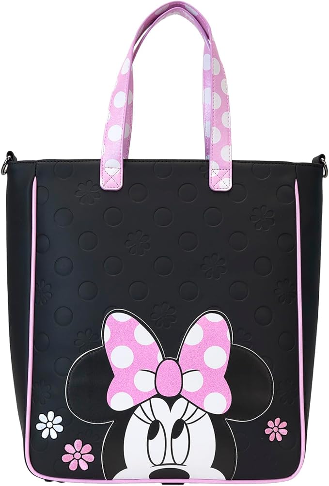 LOUNGEFLY Disney Minnie Floral Rock The Dots Tote Bag with Coin Bag