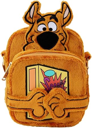 LOUNGEFLY Scooby-Doo Snacks Crossbuddies Cosplay Crossbody Bag with Coin Bag, Brown