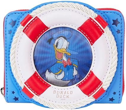 LOUNGEFLY Disney Donald Duck 90th Anniversary Lenticular Zip Around Wallet