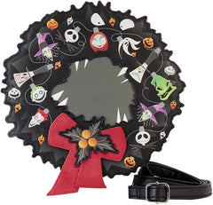 LOUNGEFLY Disney Nightmare Before Christmas Figural Wreath Crossbody Purse Disney