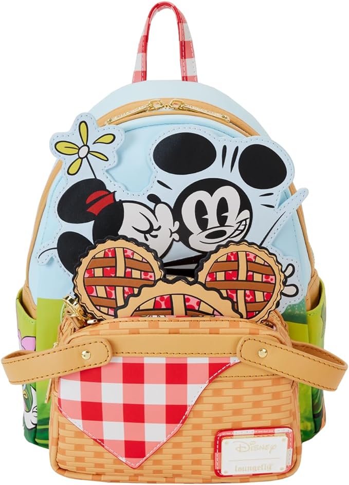 LOUNGEFLY Disney Mickey and Friends Picnic Basket Mini Backpack with Coin Bag
