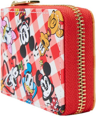 LOUNGEFLY Disney Mickey and Friends Picnic Basket Accordion Zip Around Wallet