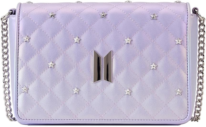 LOUNGEFLY BTS Logo Iridescent Purple Crossbody Bag