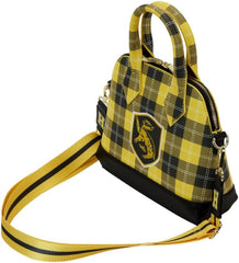 LOUNGEFLY Harry Potter Hufflepuff Patch Varsity Plaid Crossbody Bag