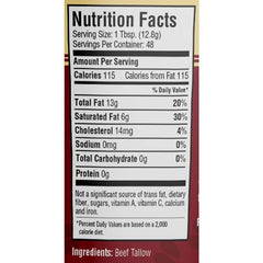 Cornhusker Kitchen Beef Tallow - Grass fed Beef Tallow (1.5 Pound Tubs)