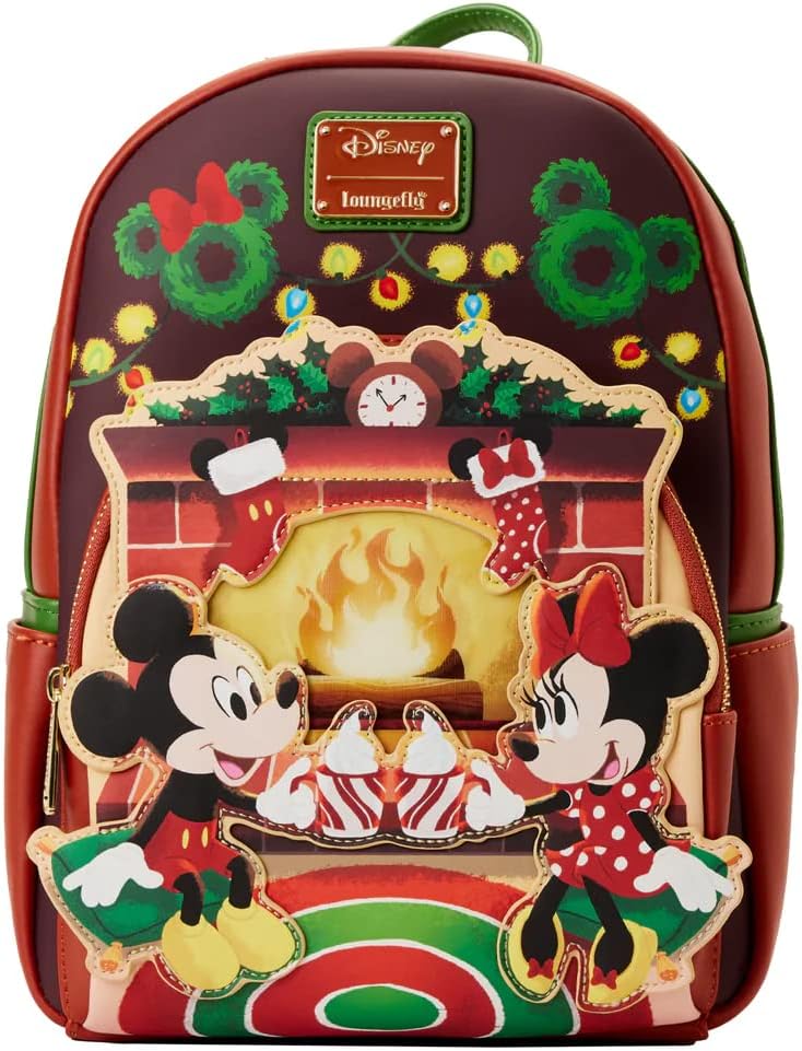 LOUNGEFLY Mickey & Minnie Mouse – Hot Cocoa Fire Place Women's Mini Backpack Standard Polyurethane