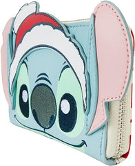 LOUNGEFLY Disney Stitch Holiday Glitter Zip Around Wallet