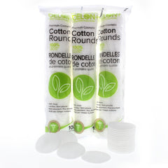 Delon Premium Cotton Rounds - 100% Hypoallergenic, Lint-Free, 2-Sided Makeup & Nail Polish Remover Pads, 100 Count - Choose Your Pack