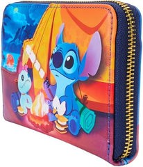 LOUNGEFLY Disney Stitch Camping Cuties Zip Around Wallet