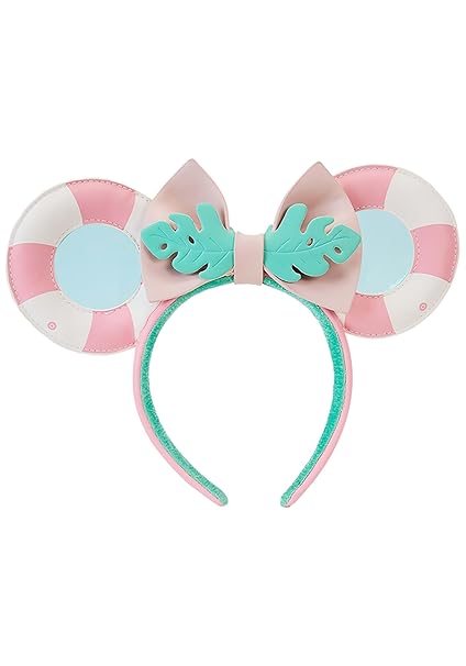 LOUNGEFLY Disney Minnie Mouse Vacation Style Poolside Ear Headband, 1 Count (Pack of 1)