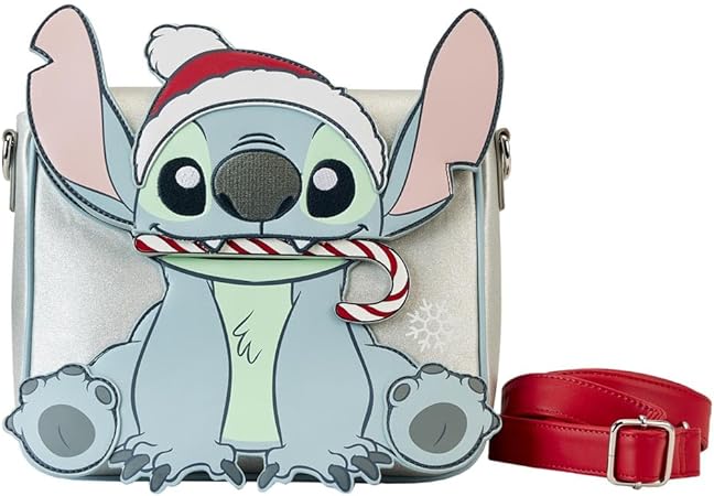 LOUNGEFLY Disney Stitch Holiday Glitter Crossbody Bag