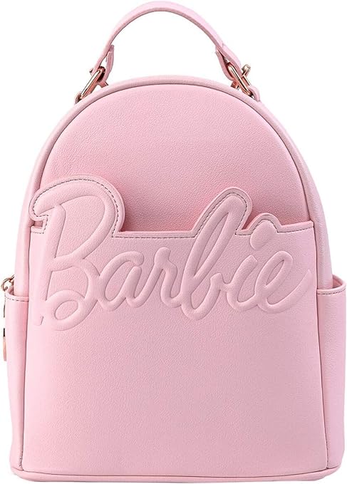LOUNGEFLY Barbie Rose Gold Logo Convertible Backpack: Chic Style on the Go!