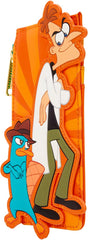 LOUNGEFLY Disney: Phineas and Ferb - Embroidered Dr. Doofenshmirtz & Perry the Platypus Card Holder - 4 Card Slots with a Zippered Compartment - Great for Kids & Adults - Collectible Wallets