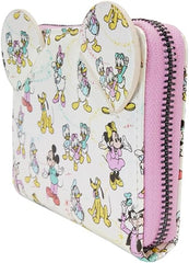 LOUNGEFLY Disney100 Mickey and Friends Classic All Over Print Iridescent Zip Around Wallet