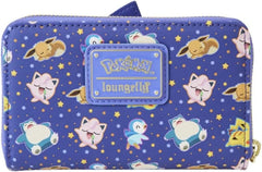 LOUNGEFLY Pokemon Sleeping Pikachu and Friends Zip Around Wallet