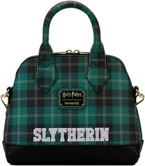 LOUNGEFLY Harry Potter Slytherin Patch Varsity Plaid Crossbody Bag