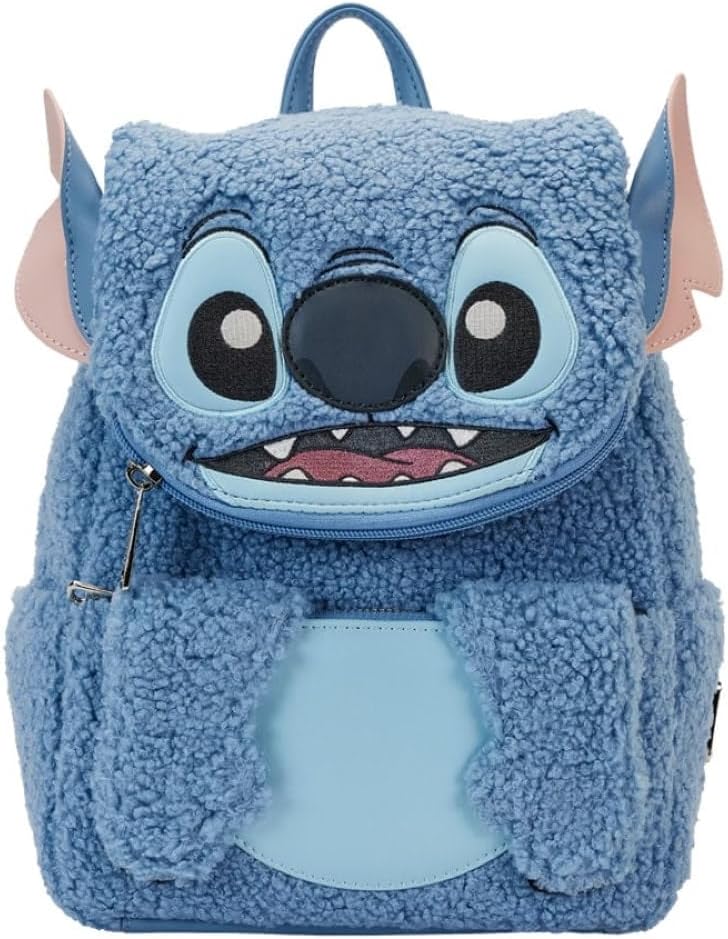LOUNGEFLY Disney Stitch Plush Sherpa Mini Backpack