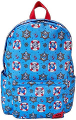 LOUNGEFLY Disney Donald Duck 90th Anniversary All-Over Print Nylon Full-Size Backpack, Blue