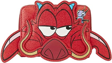 LOUNGEFLY Disney Mulan 25th Anniversary Mushu Glitter Cosplay Zip-Around Wallet