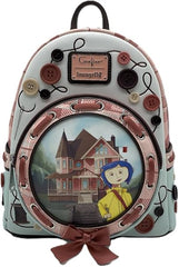 LOUNGEFLY Coraline Garden Party Mini Backpack – Officially Licensed, Faux Leather, Zippered Pockets