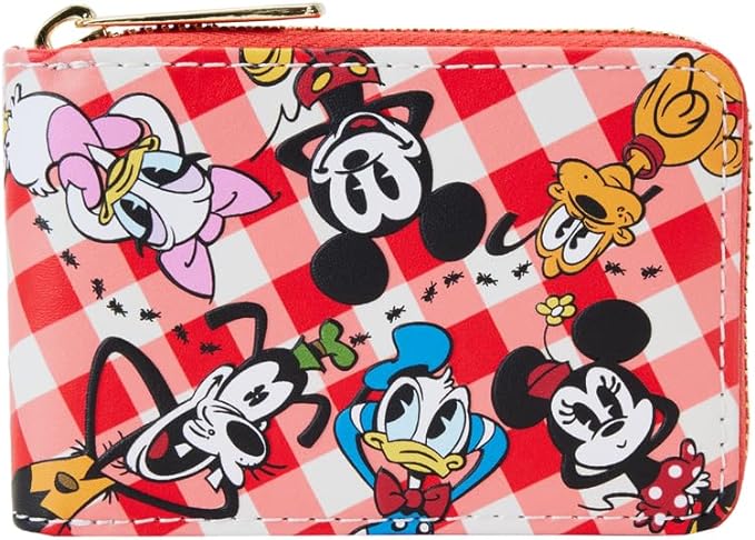 LOUNGEFLY Disney Mickey and Friends Picnic Basket Accordion Zip Around Wallet