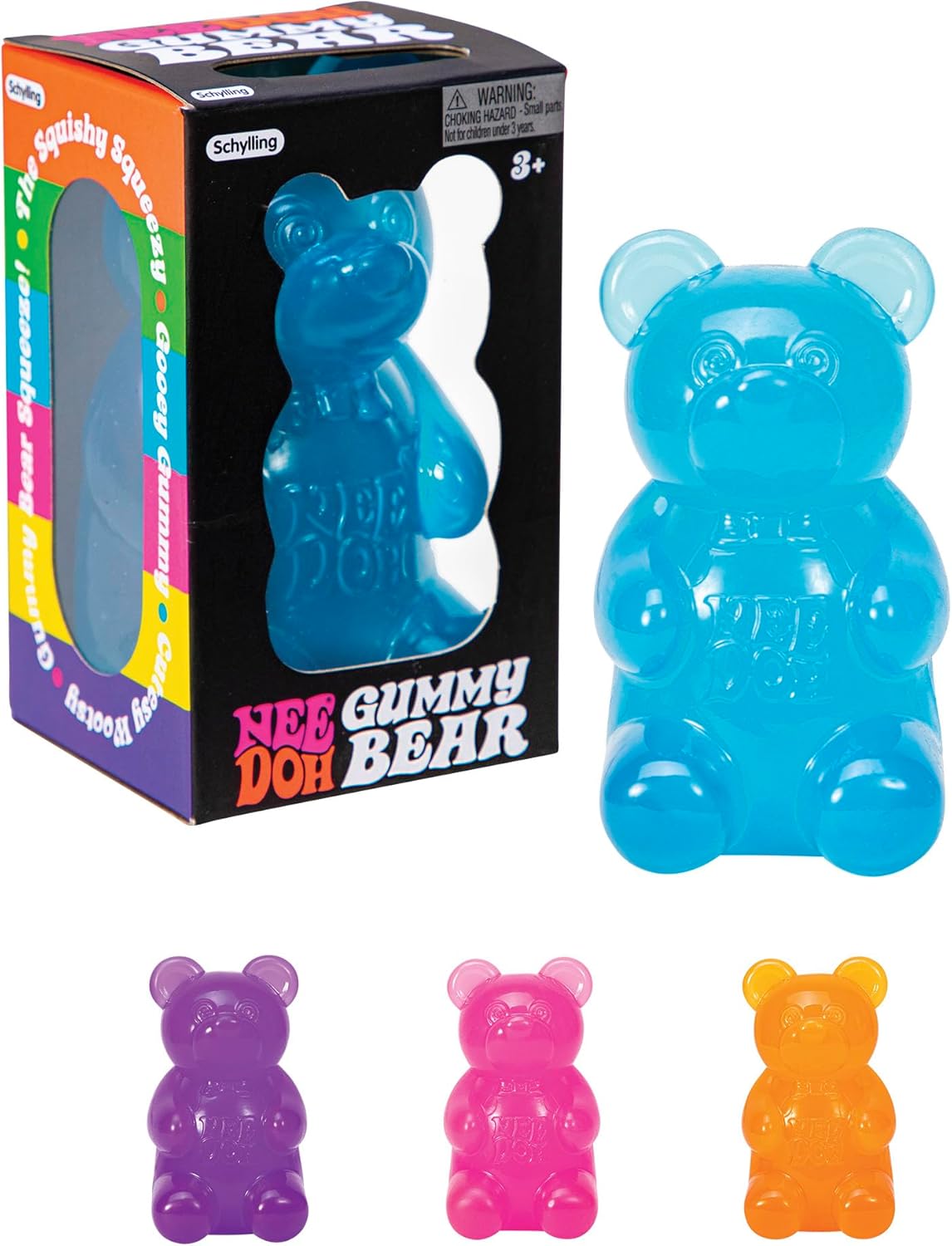 Schylling NeeDoh Gummy Bear - Sensory Fidget Toy with Jelly-Like Filling - 3.5" Tall - Colors May Vary (Pack of 1)