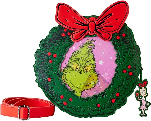 LOUNGEFLY Dr. Seuss' How the Grinch Stole Christmas! Wreath Crossbody Bag