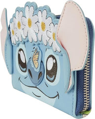LOUNGEFLY Disney Stitch Springtime Daisy Zip Around Wallet