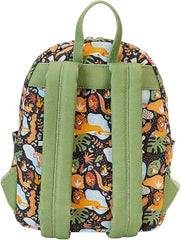 LOUNGEFLY Disney The Lion King 30th Anniversary Silhouette All-Over Print Canvas Square Mini Backpack