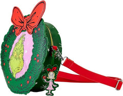 LOUNGEFLY Dr. Seuss' How the Grinch Stole Christmas! Wreath Crossbody Bag