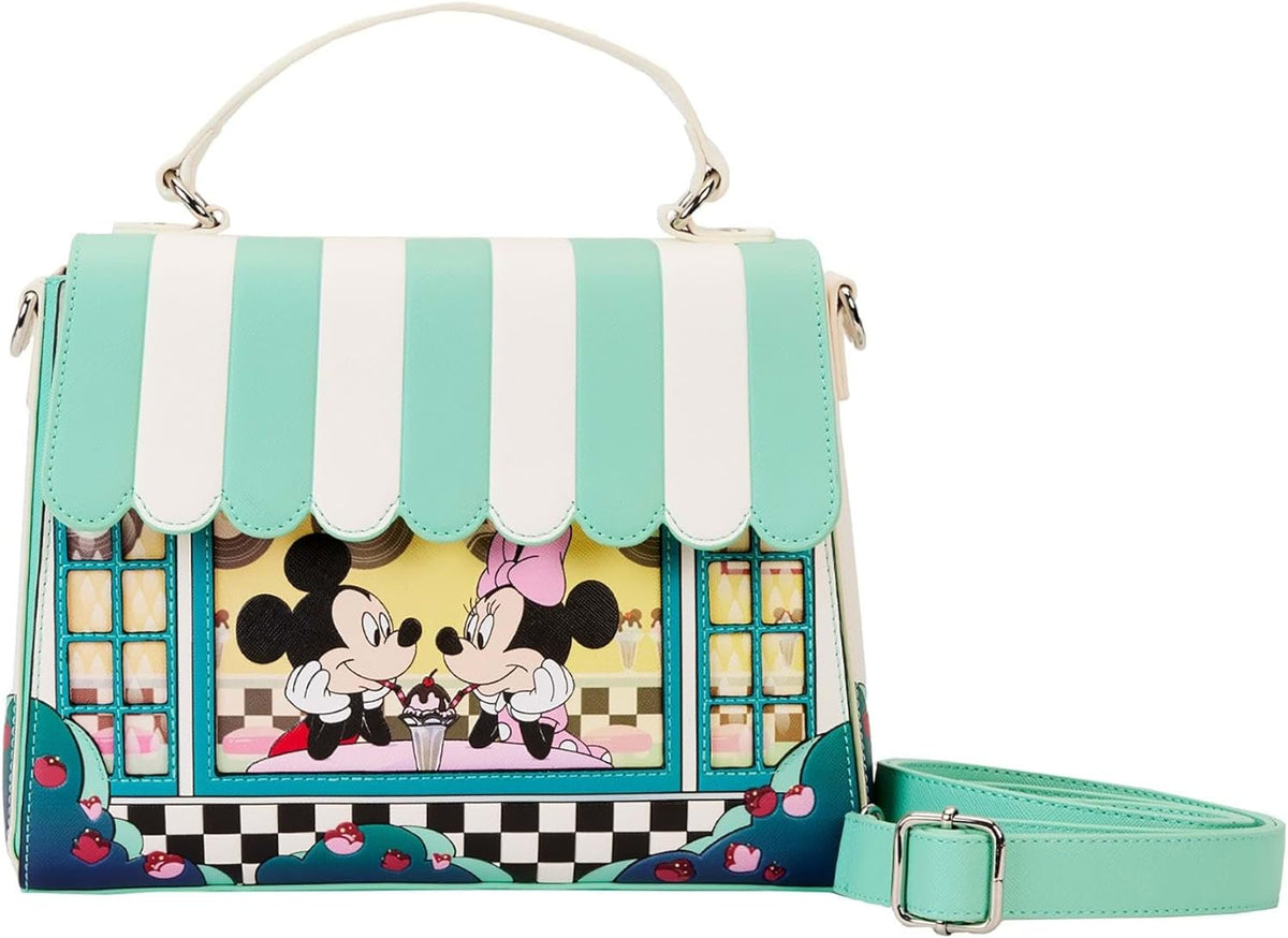 LOUNGEFLY Mickey & Minnie Date Night Diner Crossbody Purse Disney