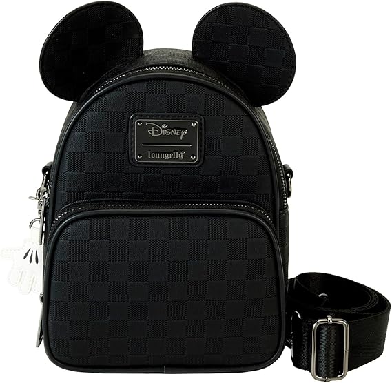LOUNGEFLY Mickey Mouse Checkered Texture Convertible Mini Backpack & Crossbody Bag