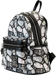 LOUNGEFLY Nightmare Before Christmas Xmas Coffin All over Print Mini Backpack: Spooky Holiday Style!