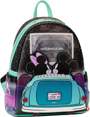 LOUNGEFLY Mickey & Minnie Date Night Drive-In Lenticular Mini Backpack
