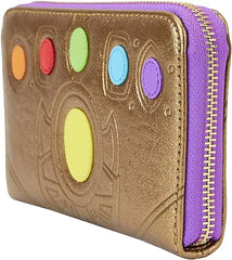 LOUNGEFLY Marvel Thanos Gauntlet Metallic Zip Around Wallet