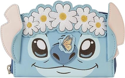 LOUNGEFLY Disney Stitch Springtime Daisy Zip Around Wallet