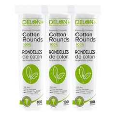 Delon Premium Cotton Rounds - 100% Hypoallergenic, Lint-Free, 2-Sided Makeup & Nail Polish Remover Pads, 100 Count - Choose Your Pack