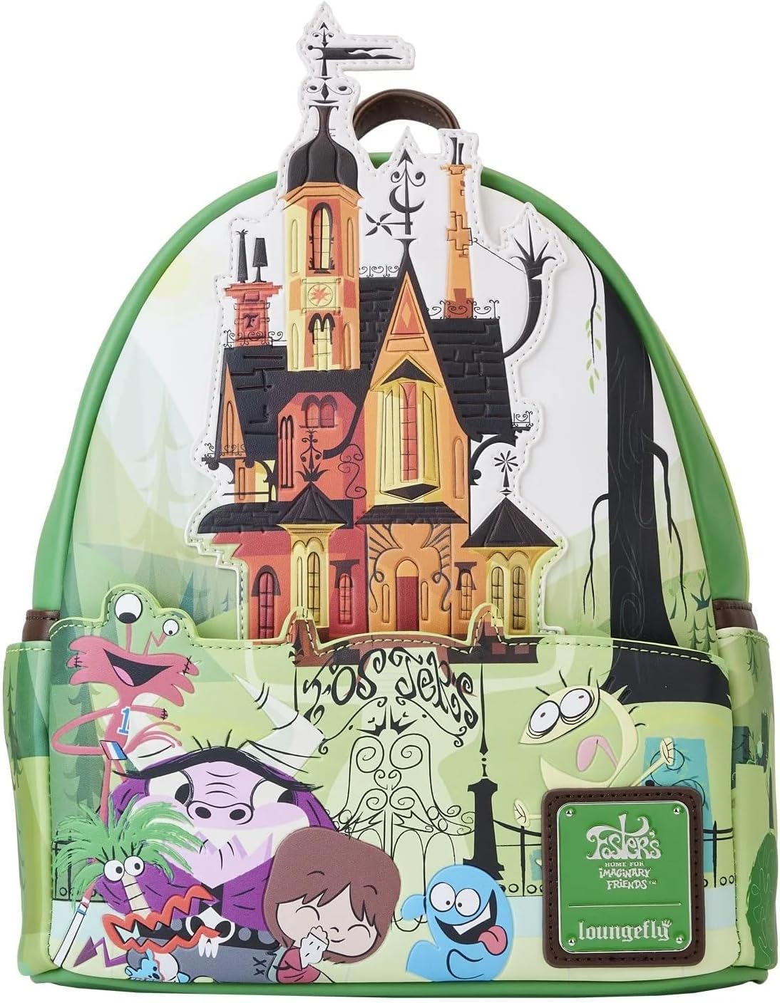 LOUNGEFLY Cartoon Network Foster's Home For Imaginary Friends House Mini Backpack Womens Double Strap Shoulder Bag Purse
