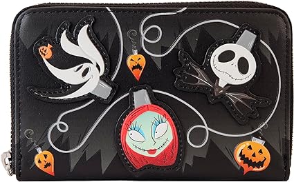 LOUNGEFLY Nightmare Before Christmas Tree String Lights Glow Zip Around Wallet