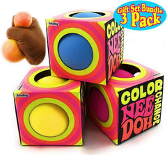 Nee-Doh Schylling Color Change Groovy Glob! Squishy, Squeezy, Stretchy Stress Balls Blue, Yellow & Pink Complete Gift Set Party Bundle - 3 Pack