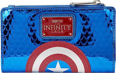 LOUNGEFLY Marvel Shine Captain America Coplay Flap Wallet