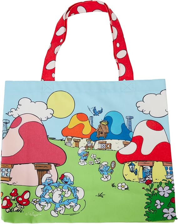 Loungefly Lafig Smurfs Village Life Cotton Canvas Tote Bag