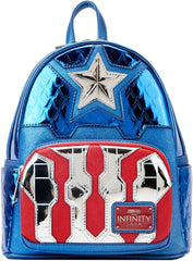 LOUNGEFLY Marvel Shine Captain America Double Strap Shoulder Bag