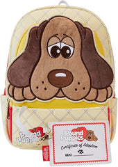 LOUNGEFLY Pound Puppies 40th Anniversary Plush Mini Backpack with Card Holder, Brown