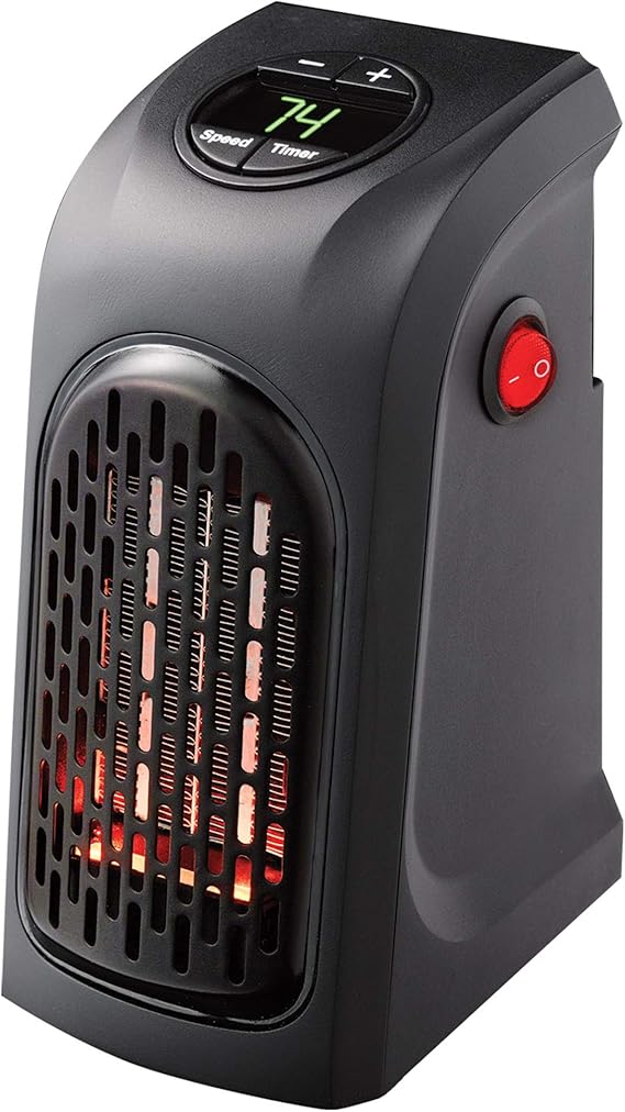 Ontel Handy Heater Deluxe with Remote | 400 Watt Plug-In Personal Heater | Compact Design | Quick and Easy Heat | Digital Display | Great for Travel | On/Off with Timer