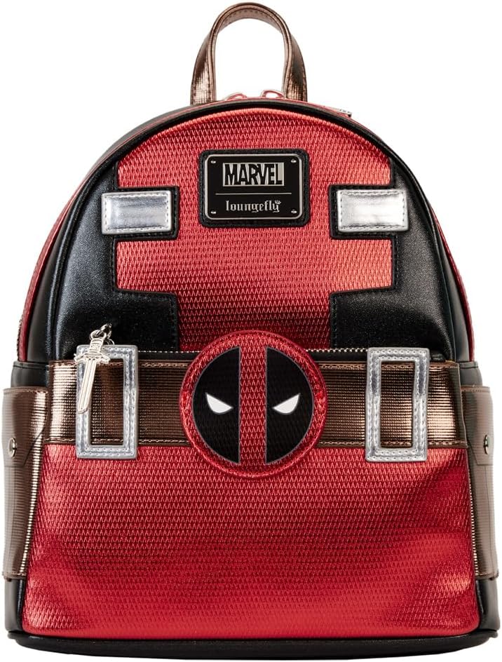 LOUNGEFLY Marvel Metallic Deadpool Cosplay Mini Backpack