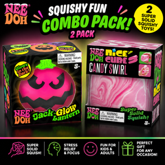 Schylling NeeDoh 2-Pack Bundle – Candy Swirl Nice Cube & Glow in the Dark Jack O’ Lantern, Sensory Squishy Stress Relief Fidget Toys, Soft Squeeze Toys for Ages 3+