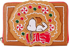 LOUNGEFLY Peanuts Snoopy Gingerbread Wreath Scented Zip Around Wallet