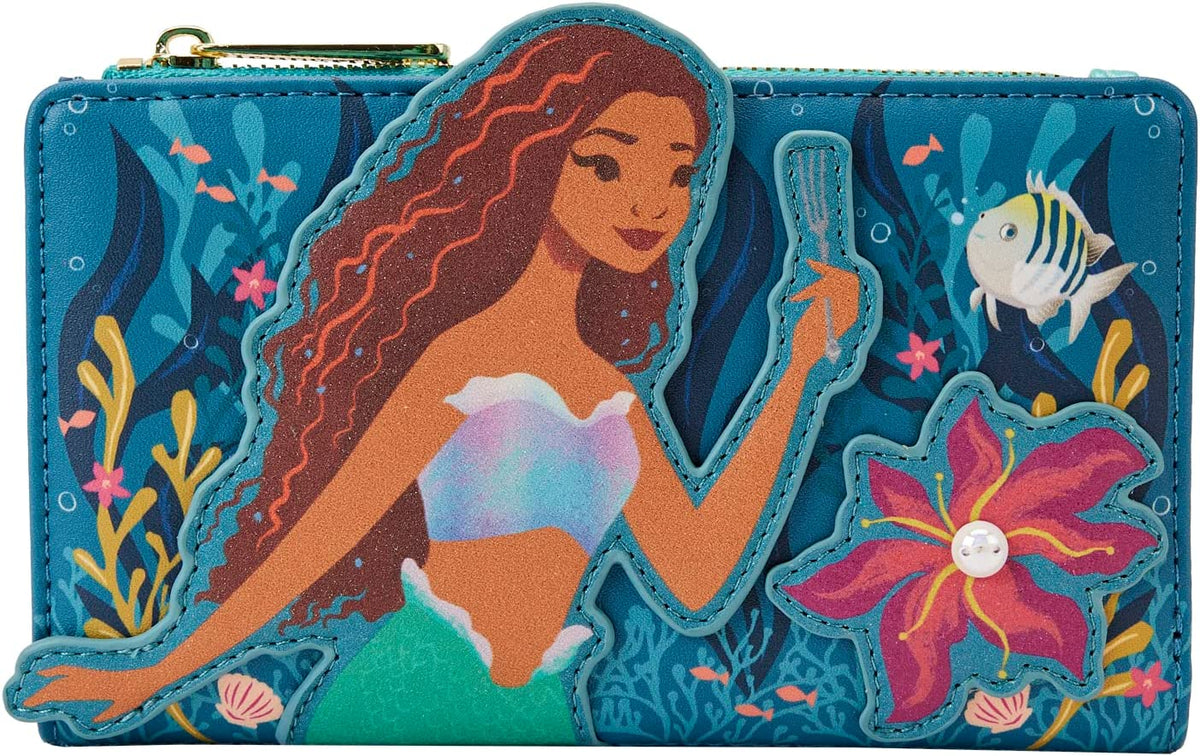 LOUNGEFLY Disney Little Mermaid Ariel Live Action Flap Wallet